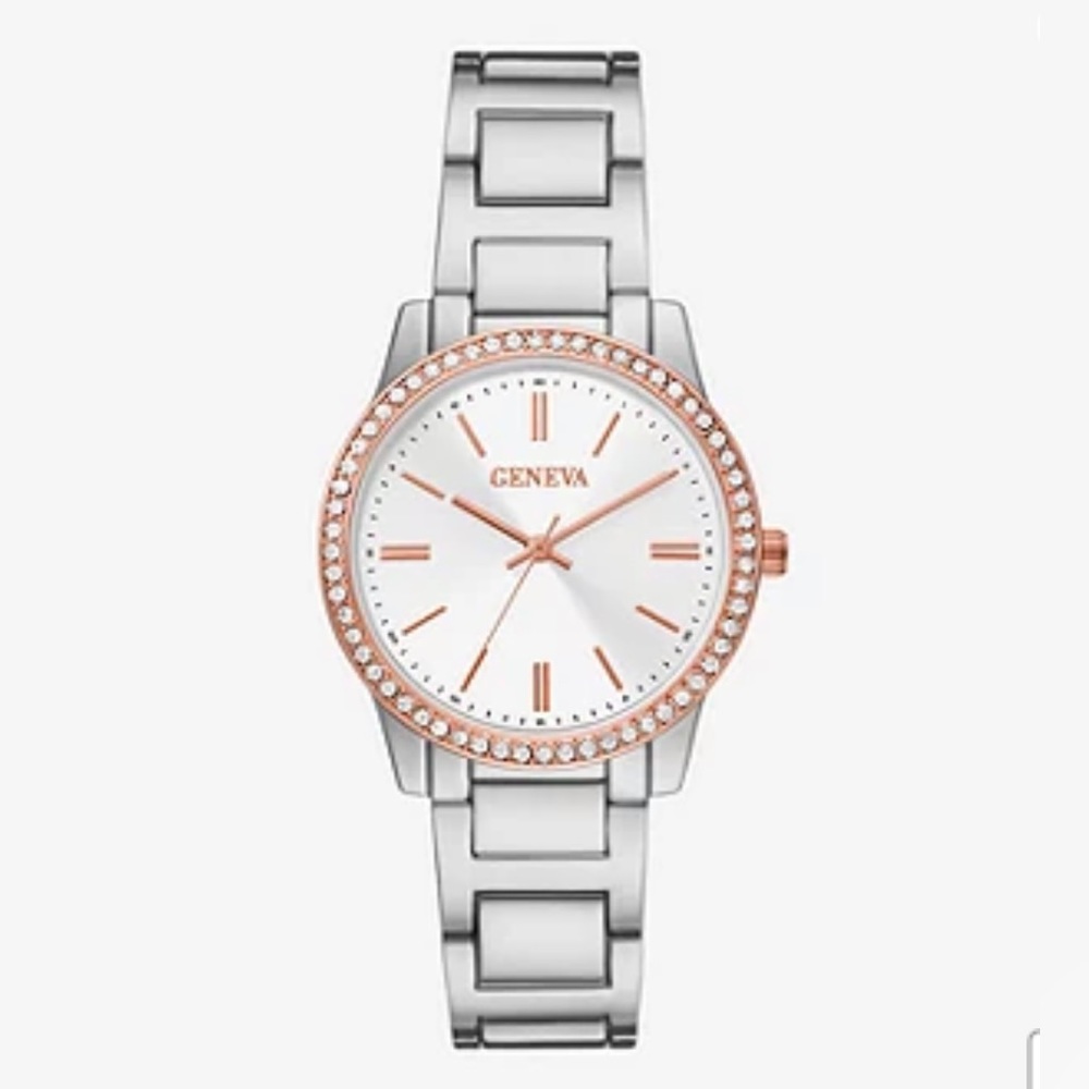 Geneva Ladies Womens Crystal Accent Two Tone Bracelet Watch